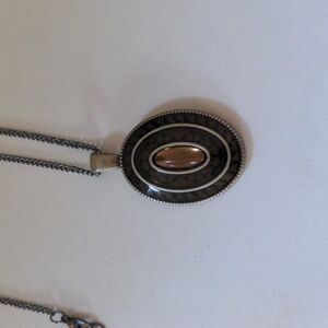 Lia Sophia Necklace Brown Stone 13" Chain Bohemian Natural Retired